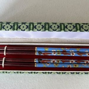 CHOPSTICKS - WOOD & CLOISONNE